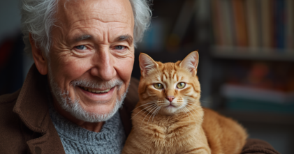 Casting homme ou femme sénior d'environ 65 ans avec chat roux pour tournage publicité tv
