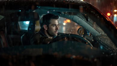 Casting homme et femme avec voiture foncée pour tournage film