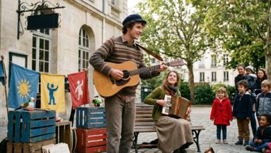 Casting comédien et comédienne jouant d'un instrument pour pièce de théâtre jeune public