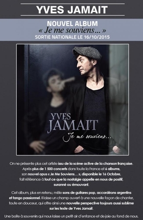 L’Album Romanesque d’Yves Jamait « Je me souviens… » est disponible sur Casting.fr